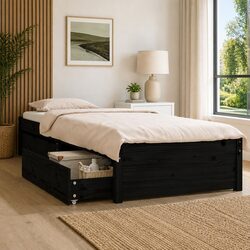 Black Wooden Bed Frame Dimensions and Features