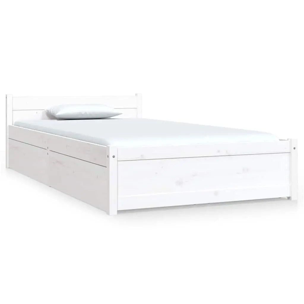 Wooden Bed Frame with Storage Drawers White Single 90x190cm Bedroom Furniture