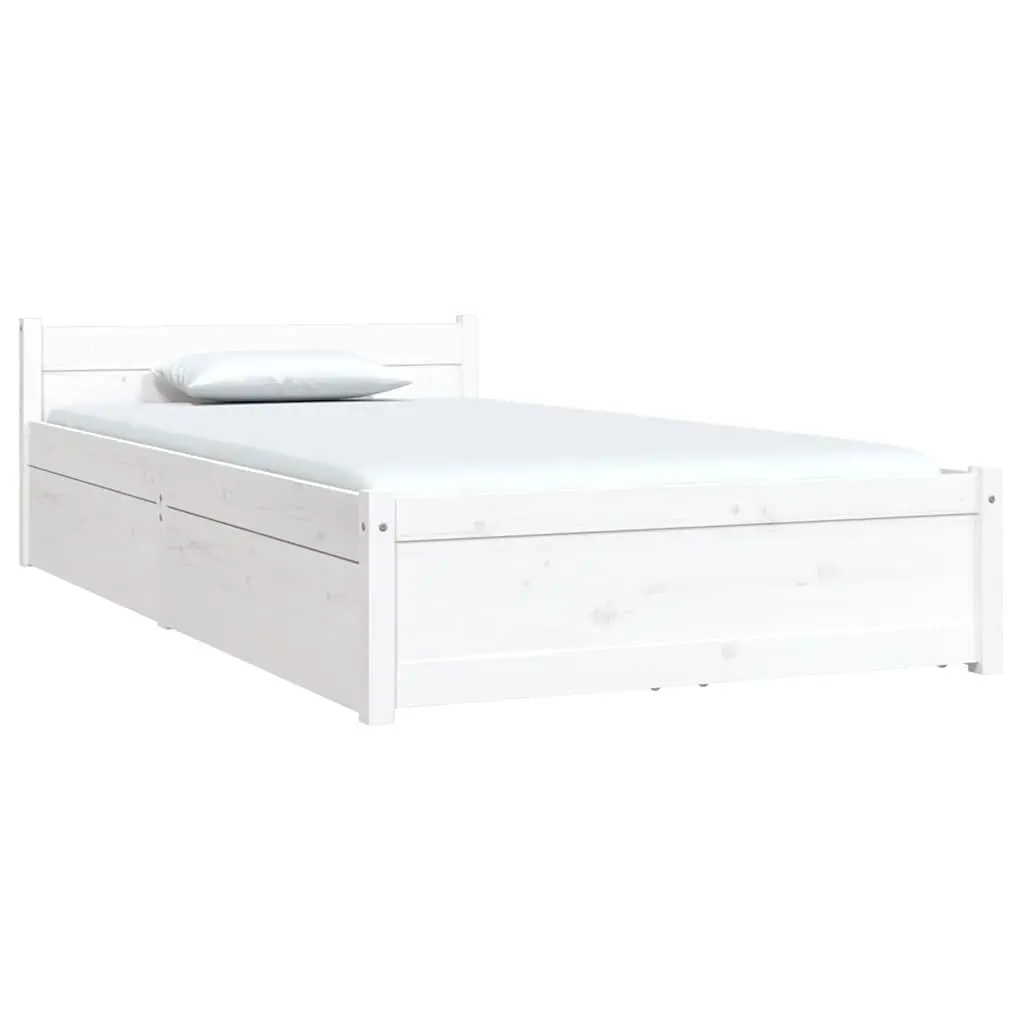 Wooden Bed Frame with Storage Drawers White Single 90x190cm Bedroom Furniture