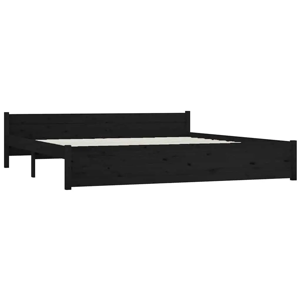 King Bed Frame with Storage Drawers Black 183x203 cm Bedroom