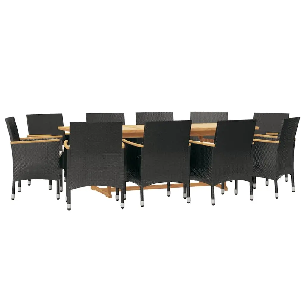 11 Piece Outdoor Dining Set for Garden Patio Black