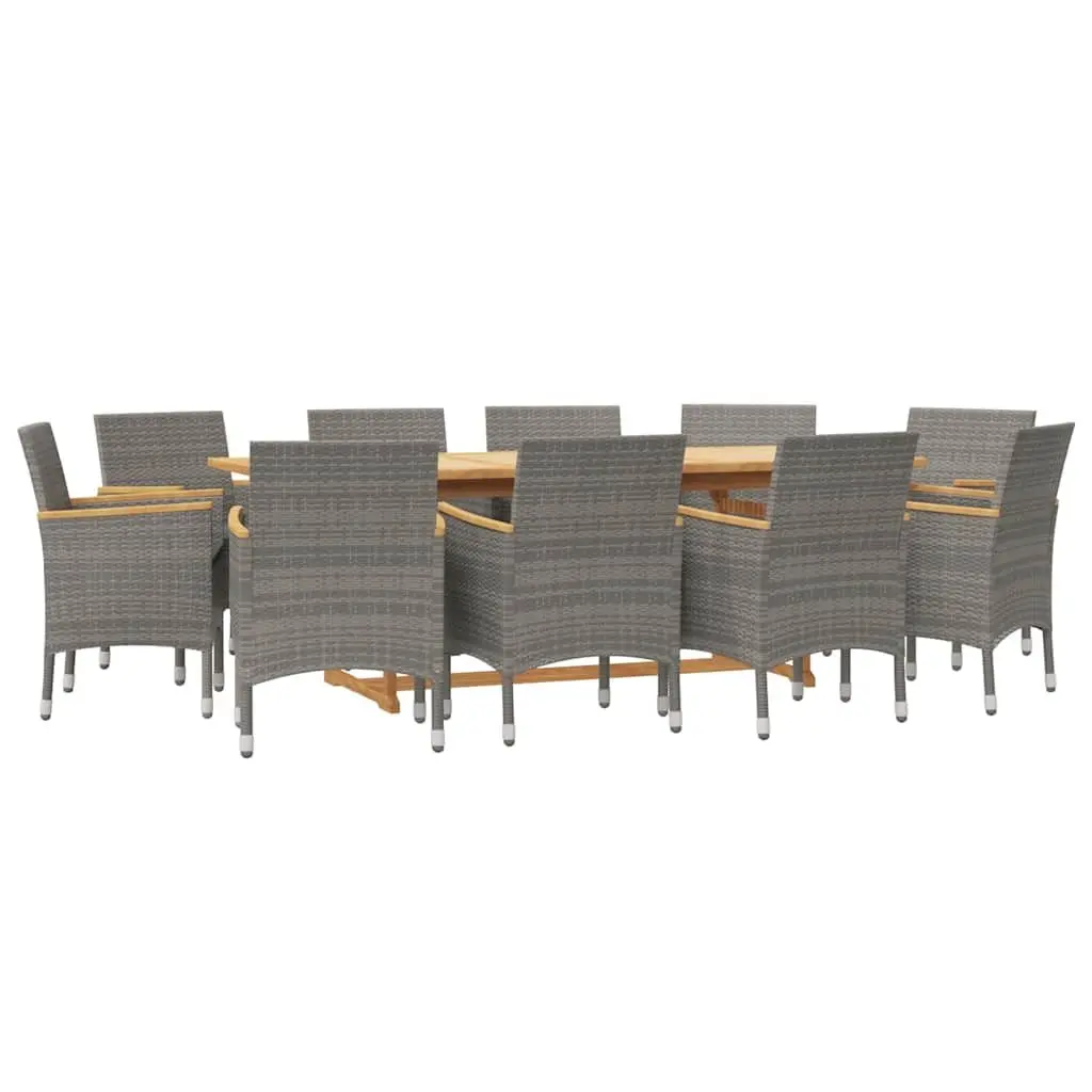 Garden Dining Set 11 Piece Outdoor Furniture Patio Garden Grey Cushions