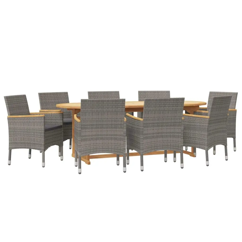 Garden Dining Set 9 Piece Outdoor Use Acacia Wood Chairs Table Grey