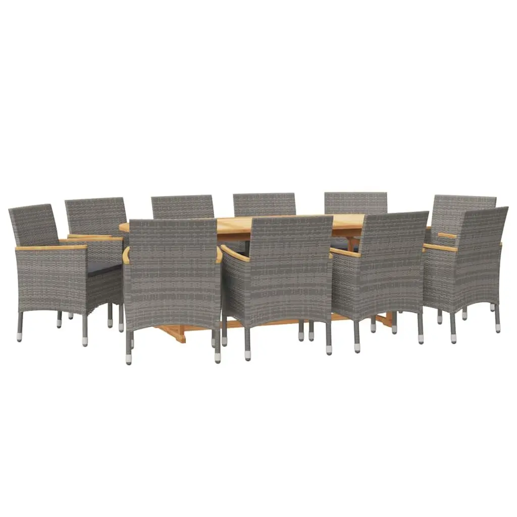 Garden Dining Set 11 Pieces with Acacia Wood Grey