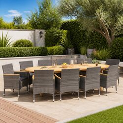Garden Dining Set Specifications: 11 Pieces in Grey