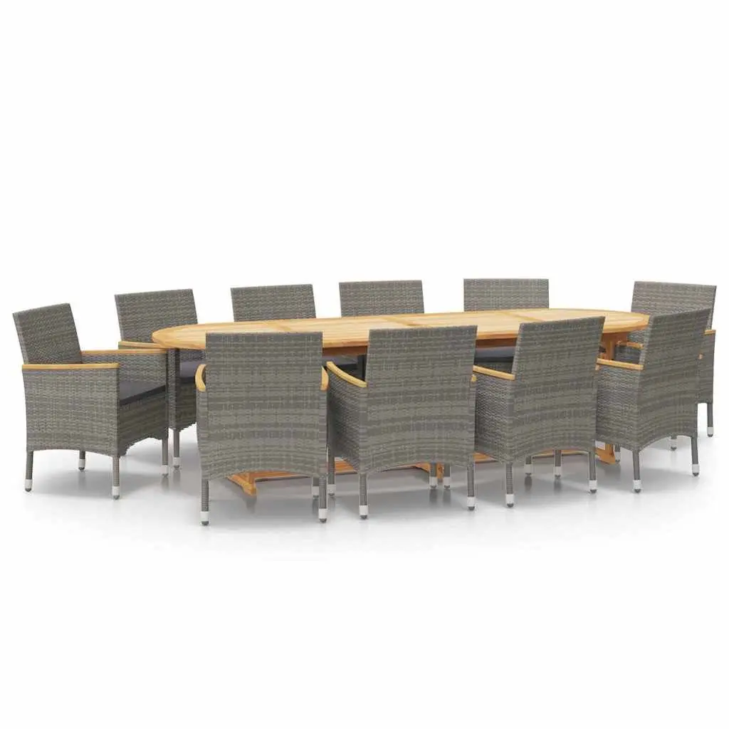 Garden Dining Set 11 Piece Outdoor Furniture Grey Acacia Wood Chairs Table