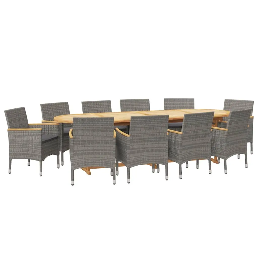 Garden Dining Set 11 Piece Outdoor Furniture Grey Acacia Wood Chairs Table