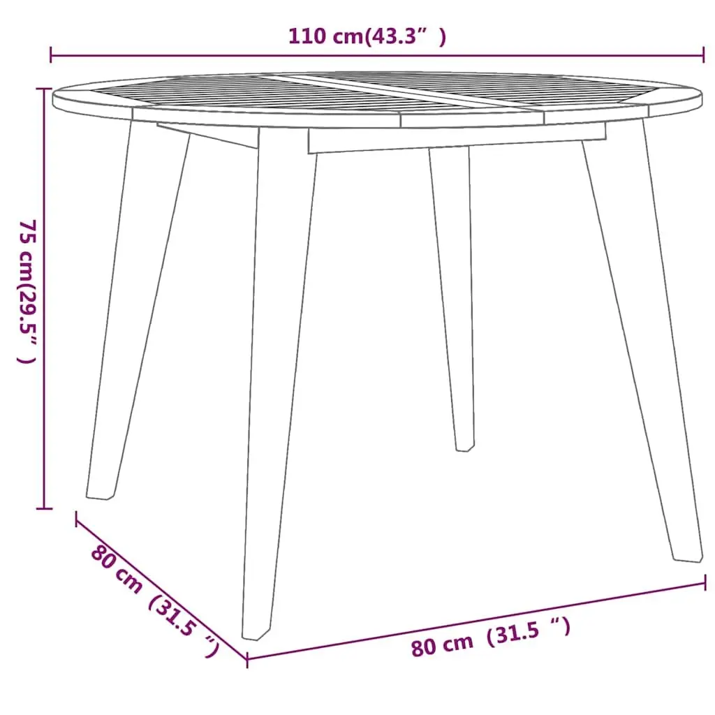 Round Garden Table Ø110x75 cm in Brown