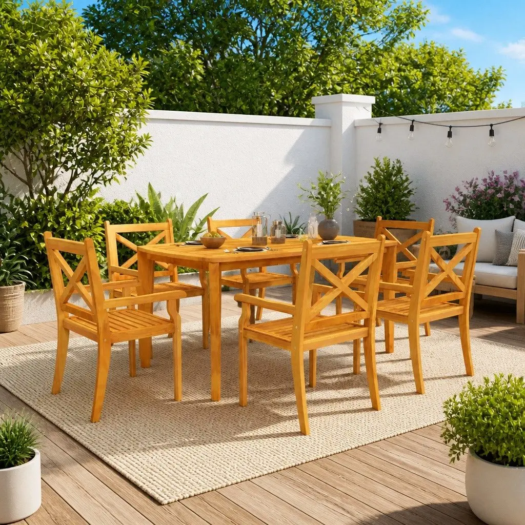 Garden Dining Table Outdoor 160x90x75 cm Solid Wood Acacia