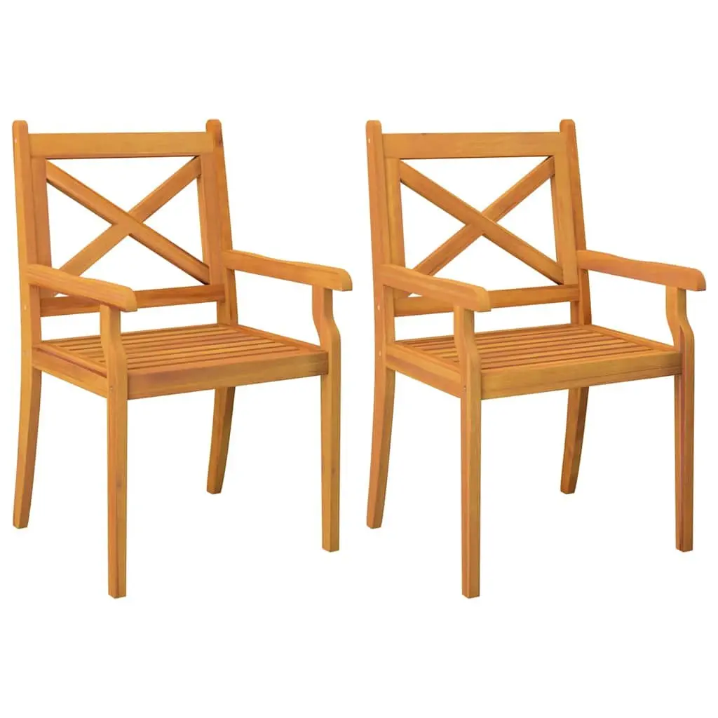 Outdoor Dining Chairs Garden Patio Seating Solid Acacia Wood 2 Piece
