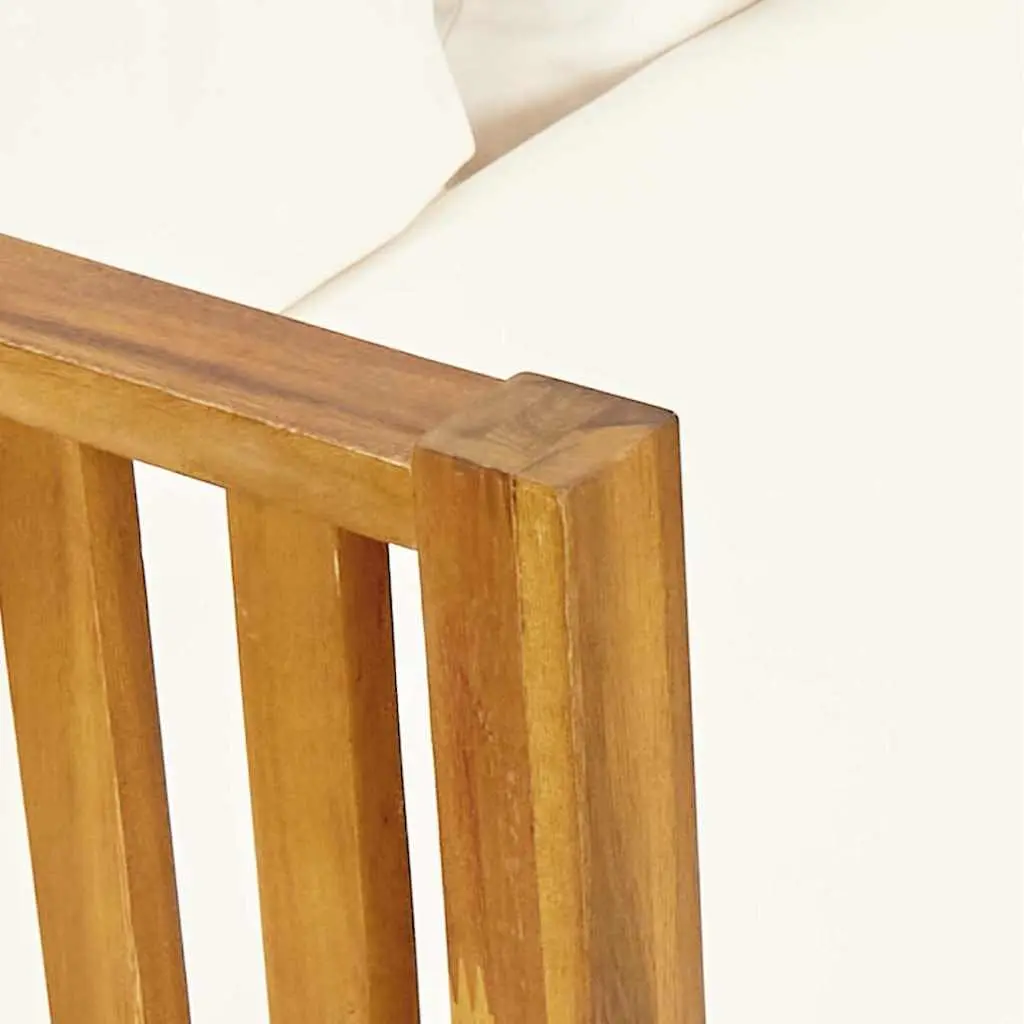 2-Seater Garden Bench Daybed Indoor Outdoor Solid Acacia Wood Cream