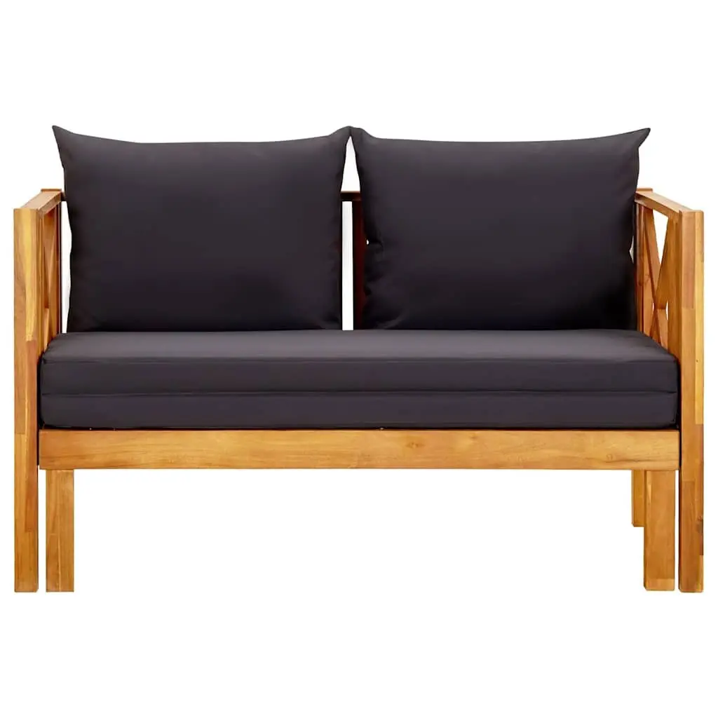 2-Seater Garden Bench Indoor Outdoor Solid Acacia Wood Daybed with Cushions