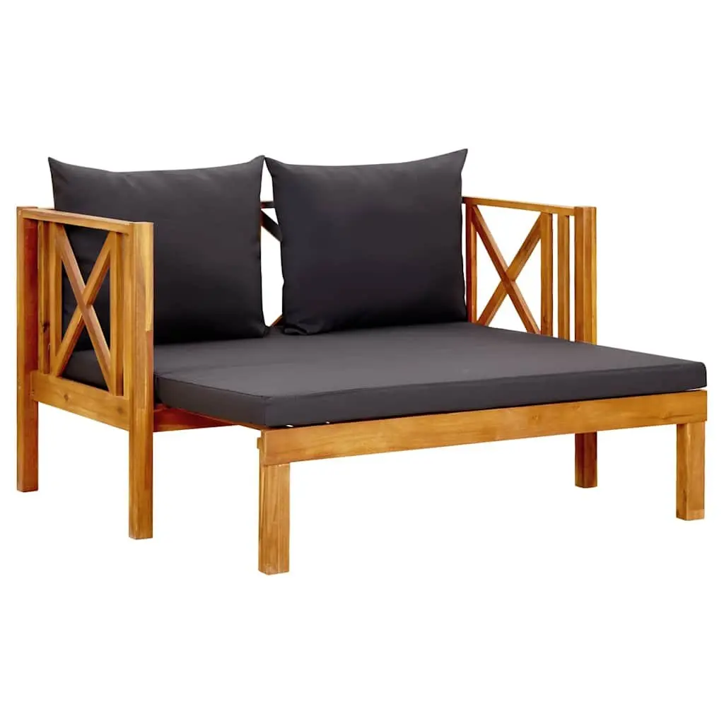2-Seater Garden Bench Indoor Outdoor Solid Acacia Wood Daybed with Cushions