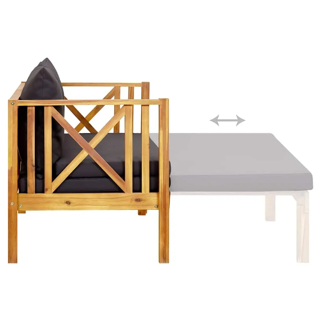 2-Seater Garden Bench Indoor Outdoor Solid Acacia Wood Daybed with Cushions
