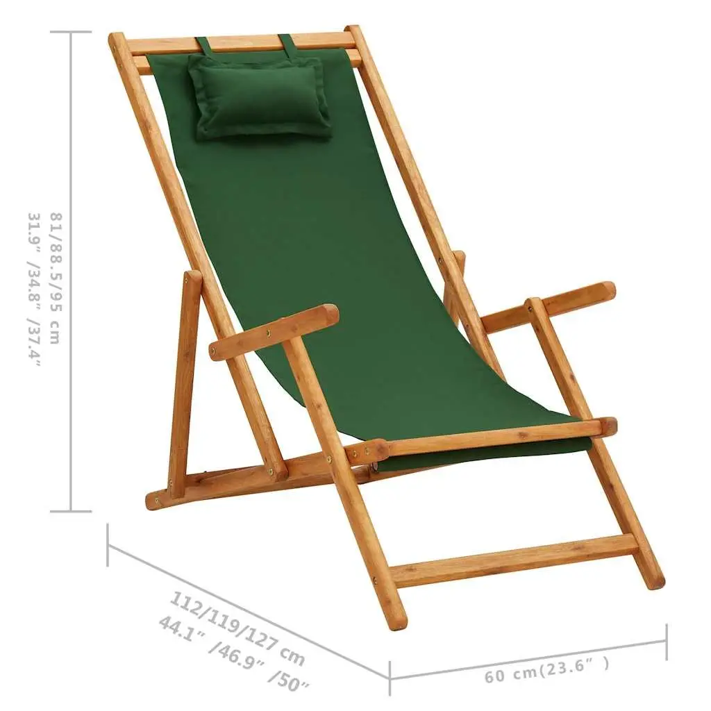 Folding Beach Chair Outdoor Garden Patio Lounge Reclining Seat Green