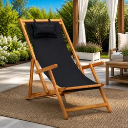 Specifications of Folding Beach Chair: Black Wooden Frame