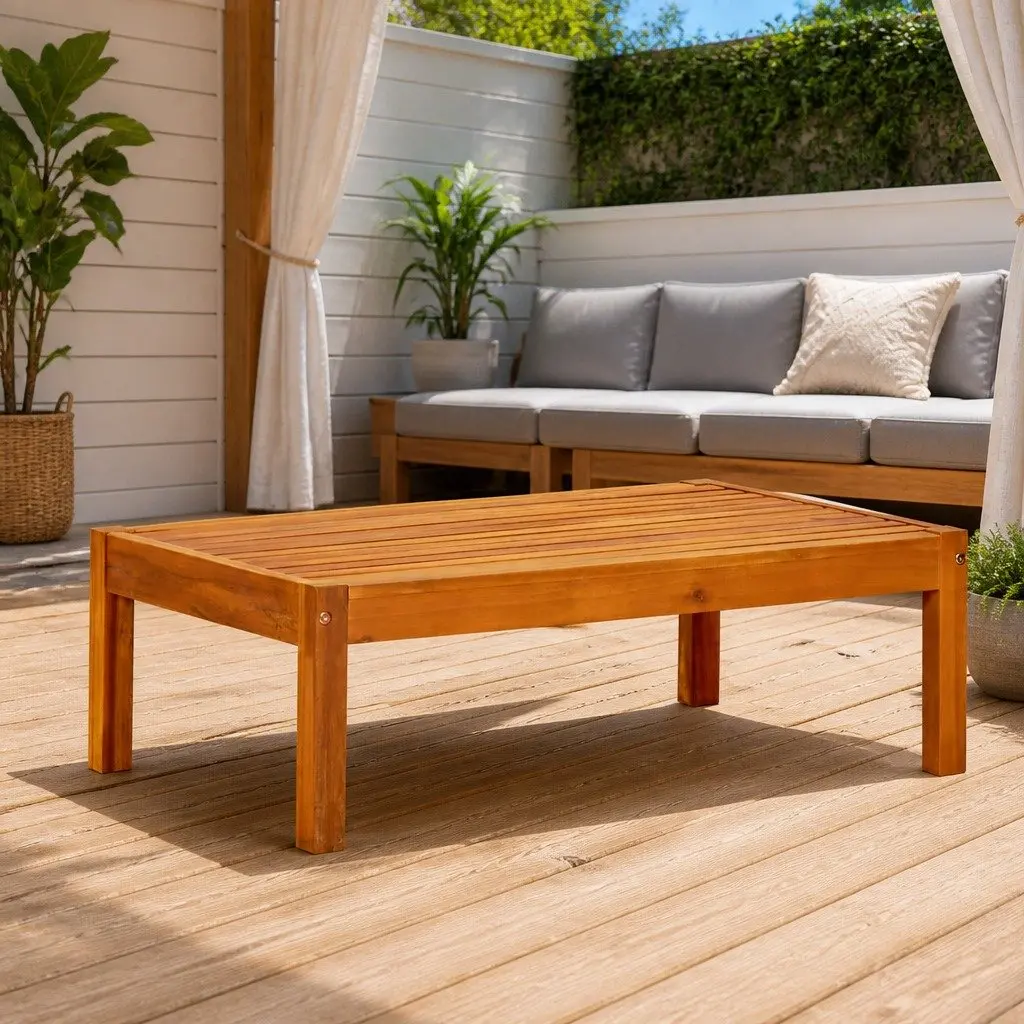 Solid Acacia Wood Garden Table Outdoor Patio Coffee Table 85x57x29cm