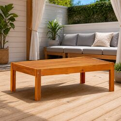 Solid Acacia Wood Garden Table: 85L x 57W x 29H cm