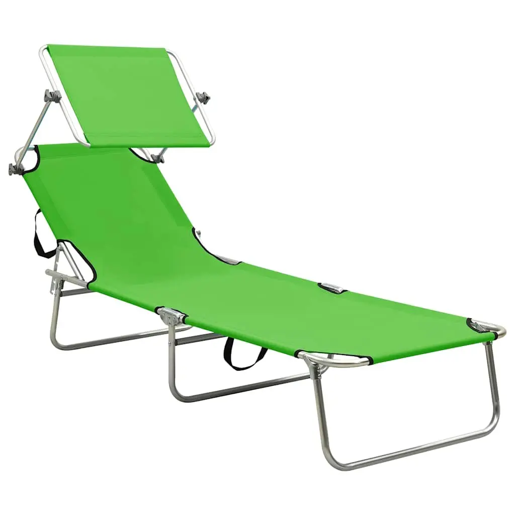 Sun Lounger Outdoor Adjustable Backrest Folding Steel Green