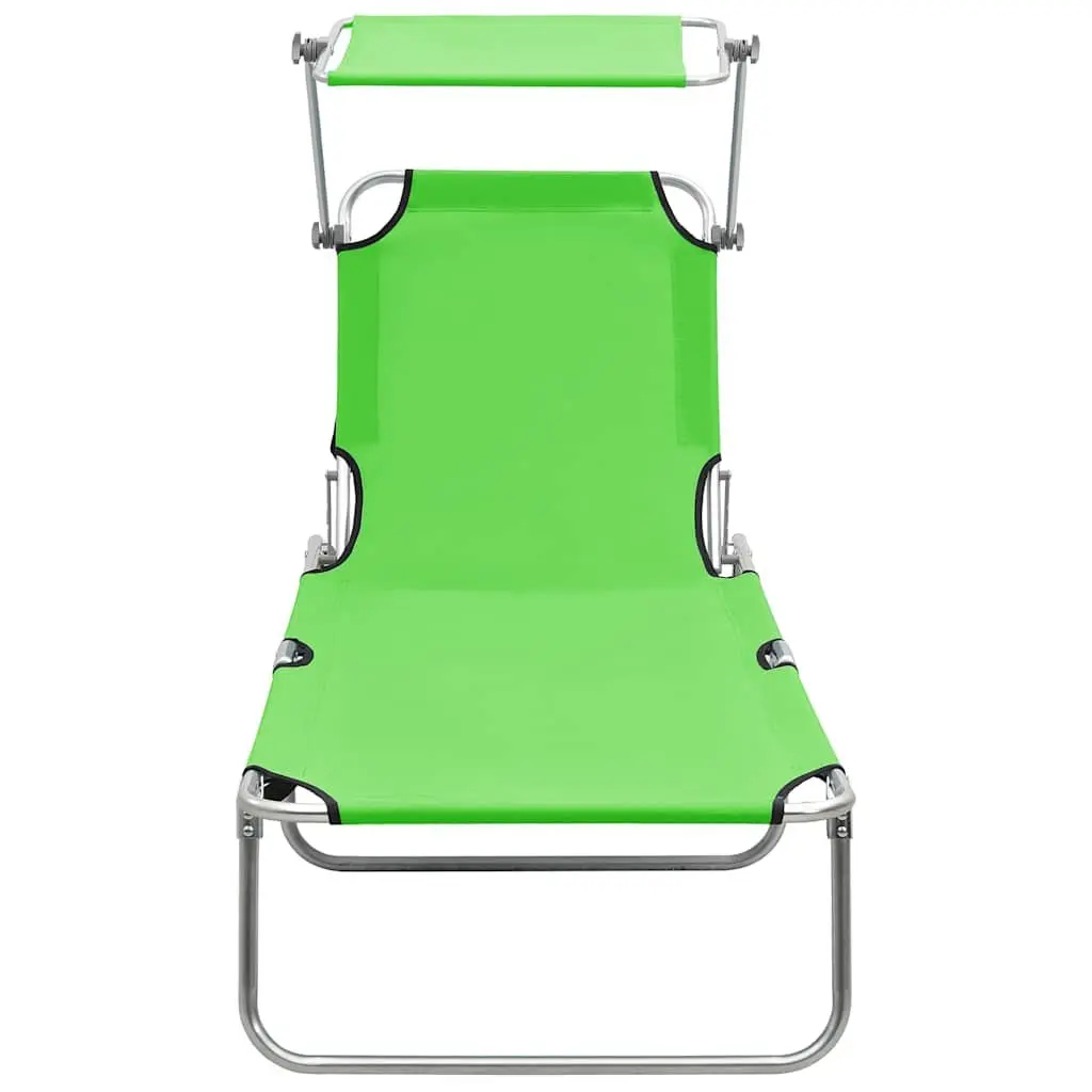 Sun Lounger Outdoor Adjustable Backrest Folding Steel Green