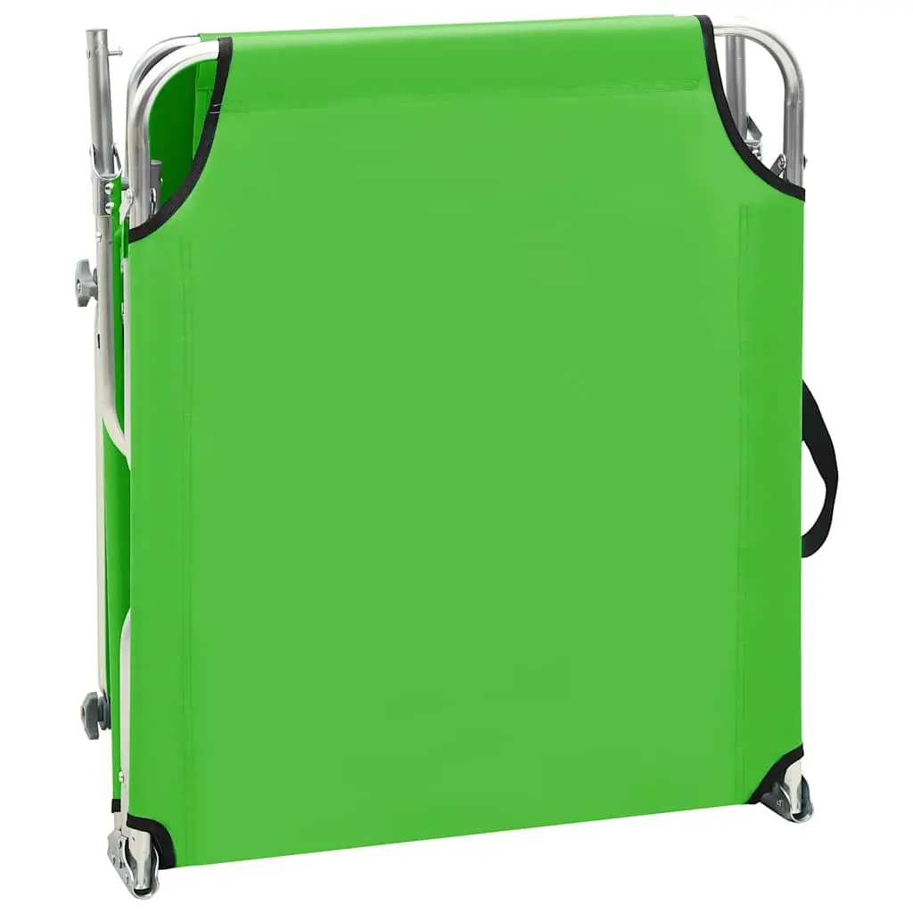 Sun Lounger Outdoor Adjustable Backrest Folding Steel Green