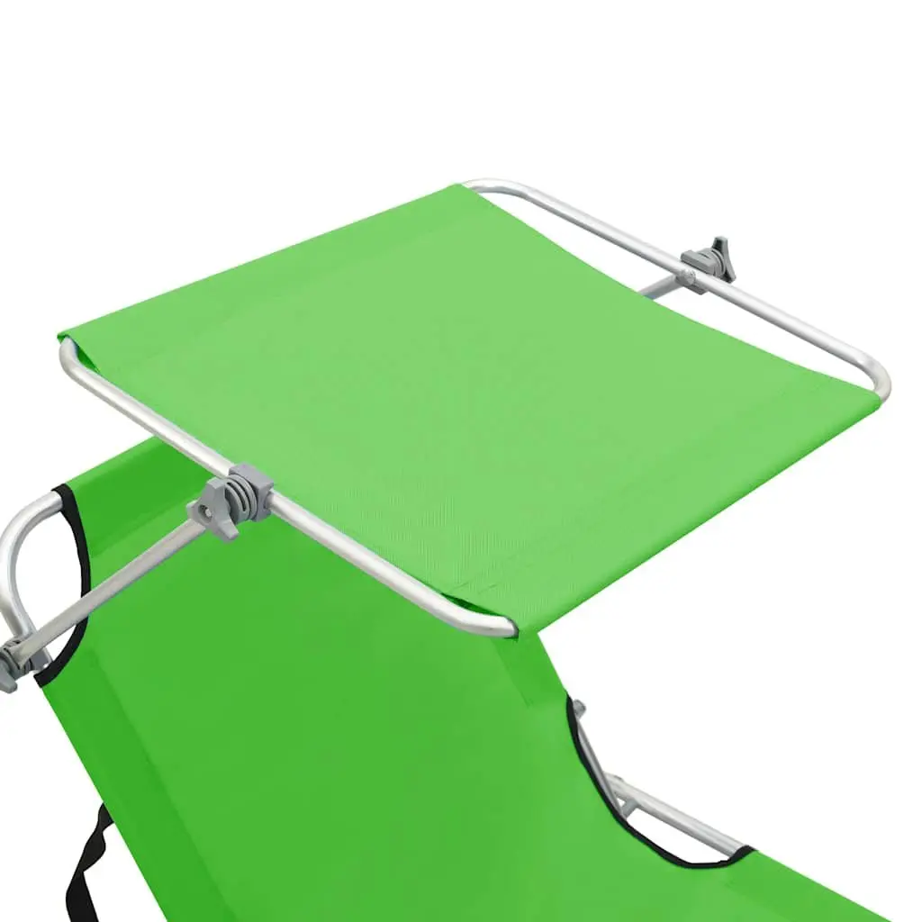 Sun Lounger Outdoor Adjustable Backrest Folding Steel Green