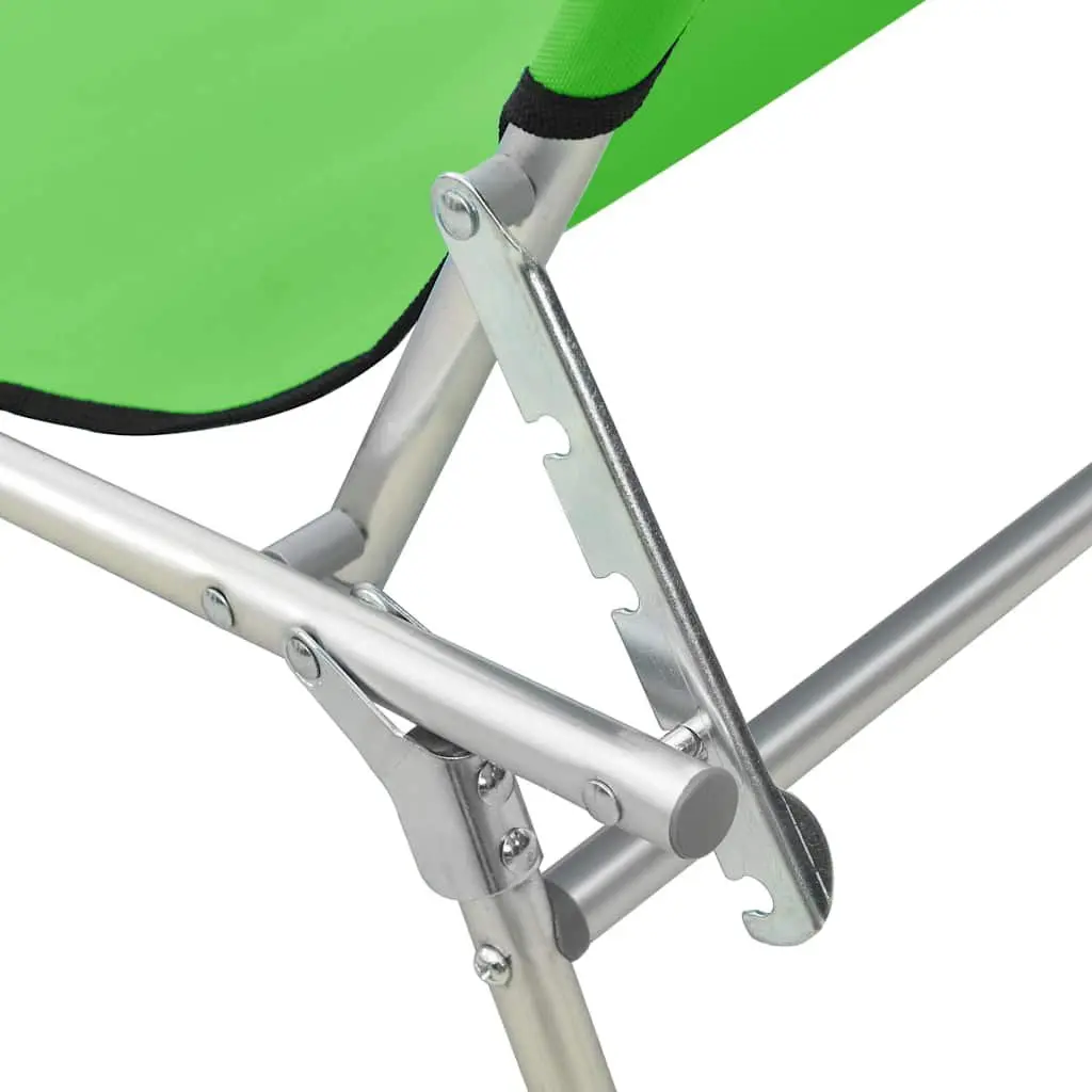 Sun Lounger Outdoor Adjustable Backrest Folding Steel Green