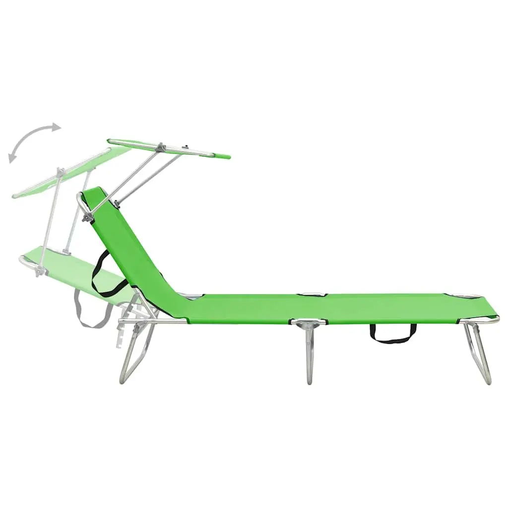 Sun Lounger Outdoor Adjustable Backrest Folding Steel Green