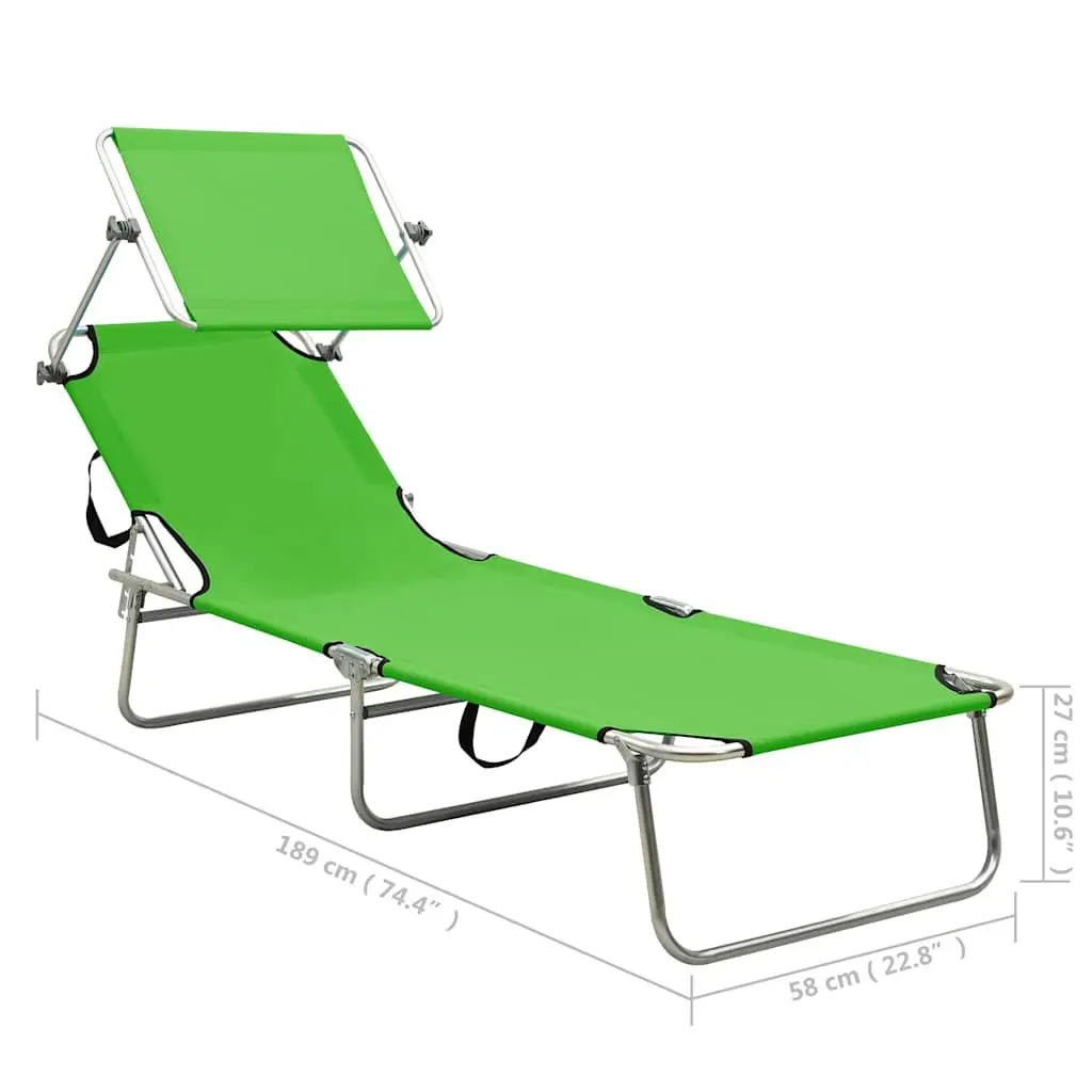 Sun Lounger Outdoor Adjustable Backrest Folding Steel Green