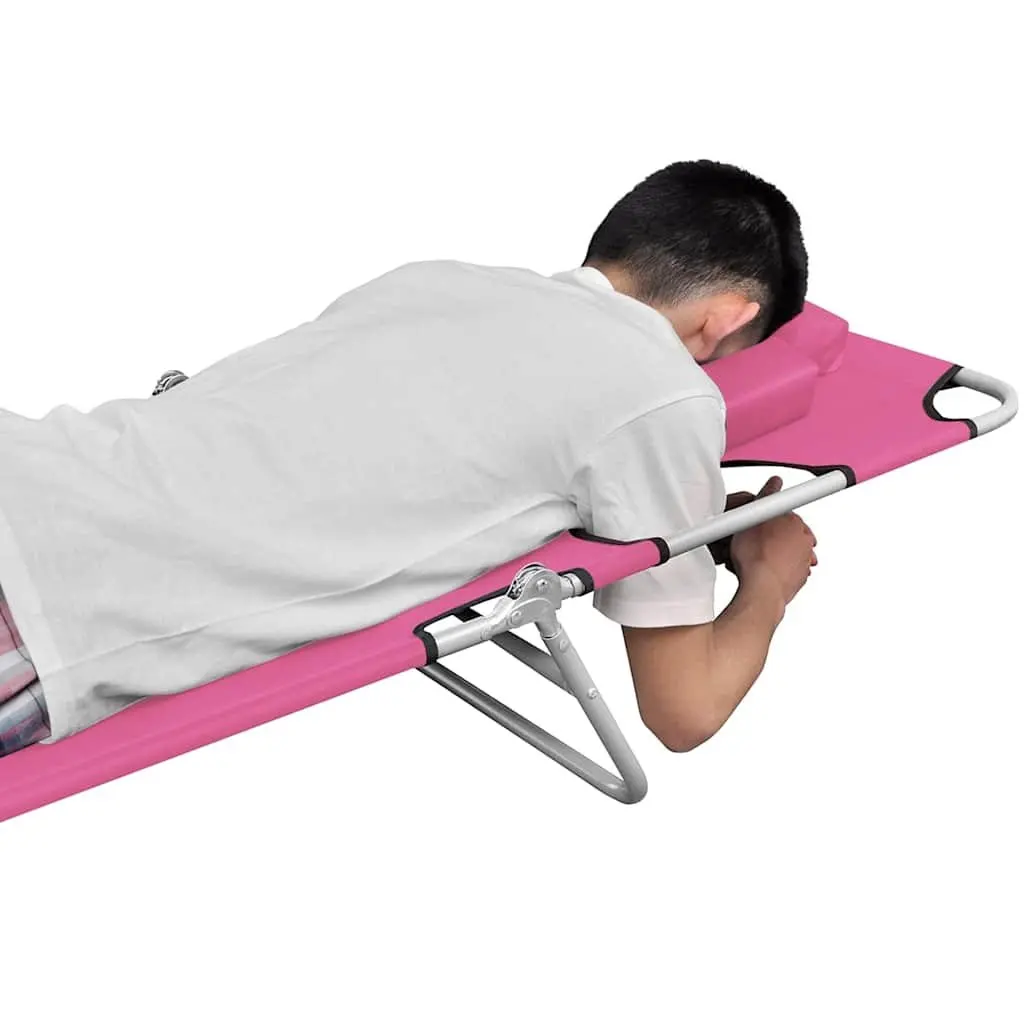 Sun Lounger Outdoor Garden Beach Adjustable Backrest Head Cushion Folding Daybed