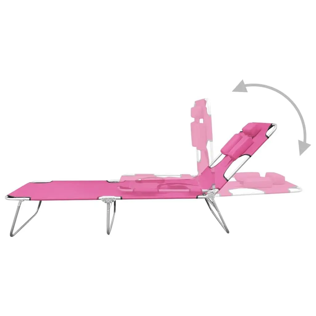Sun Lounger Outdoor Garden Beach Adjustable Backrest Head Cushion Folding Daybed
