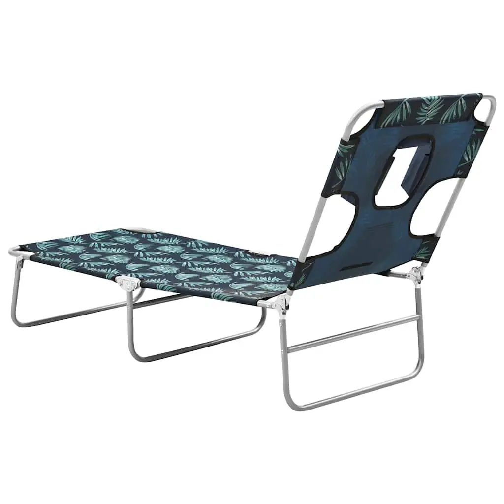 Folding Sun Lounger Garden Beach Adjustable Backrest Head Cushion