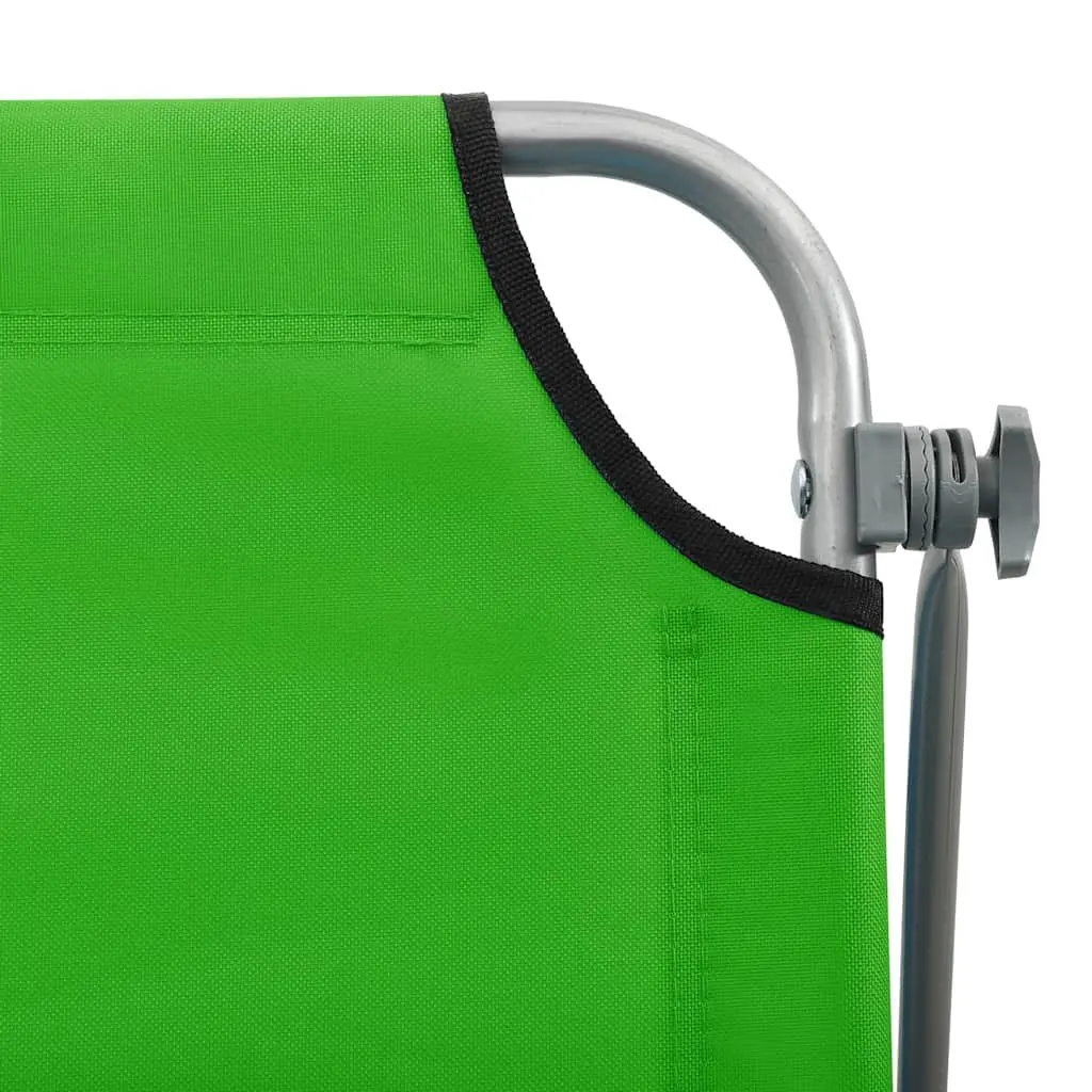 Sun Lounger with Canopy Adjustable Backrest Foldable Beach Lounge Chair Green