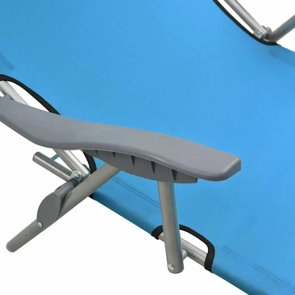 Sun Lounger with Canopy Adjustable Backrest Foldable Beach Bed Garden Outdoor