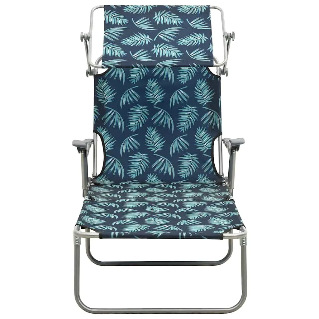 Sun Lounger with Canopy for Beach Garden Adjustable Backrest Foldable Green