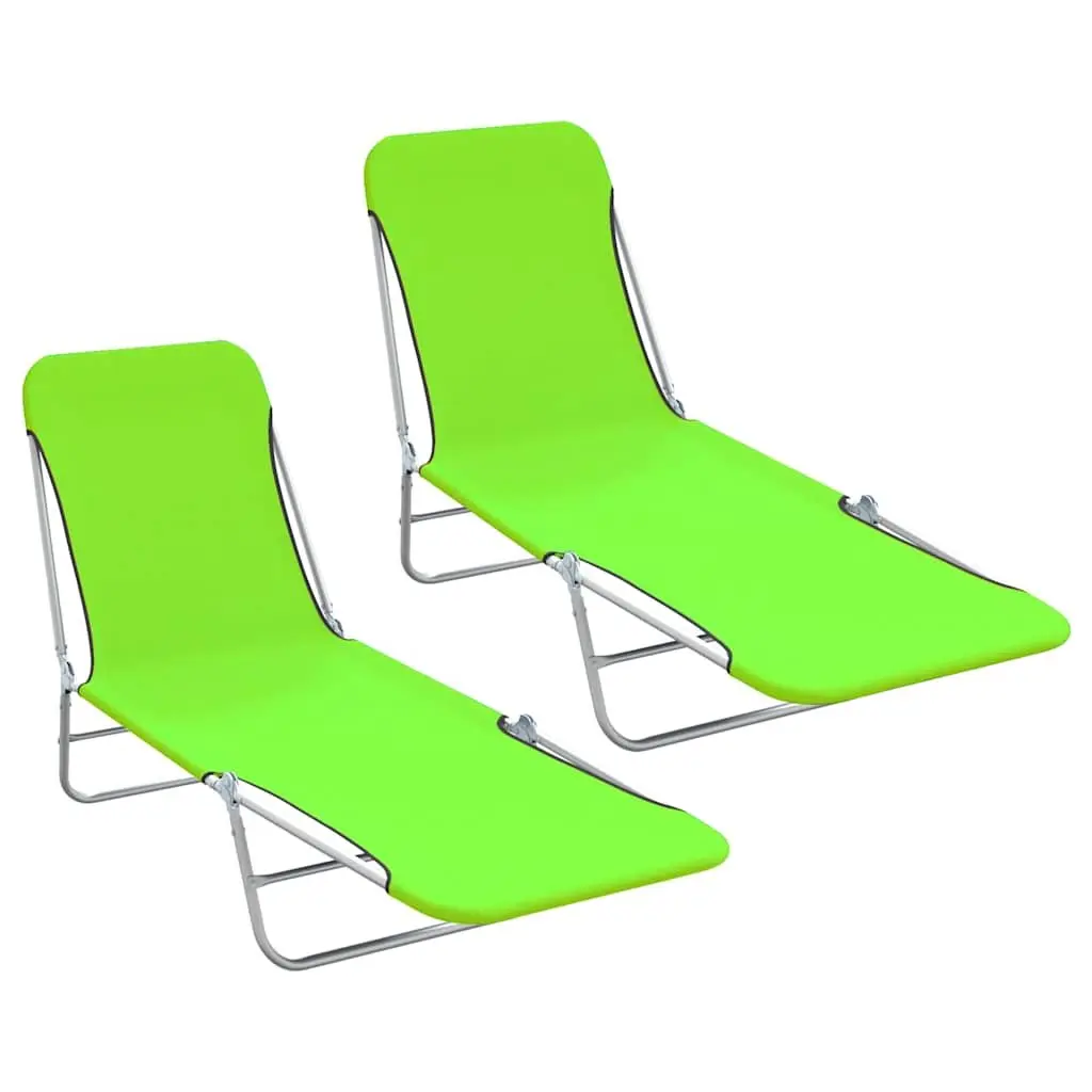 Sun Loungers Foldable 2 pcs Adjustable Backrest Garden Beach Relaxation Seating