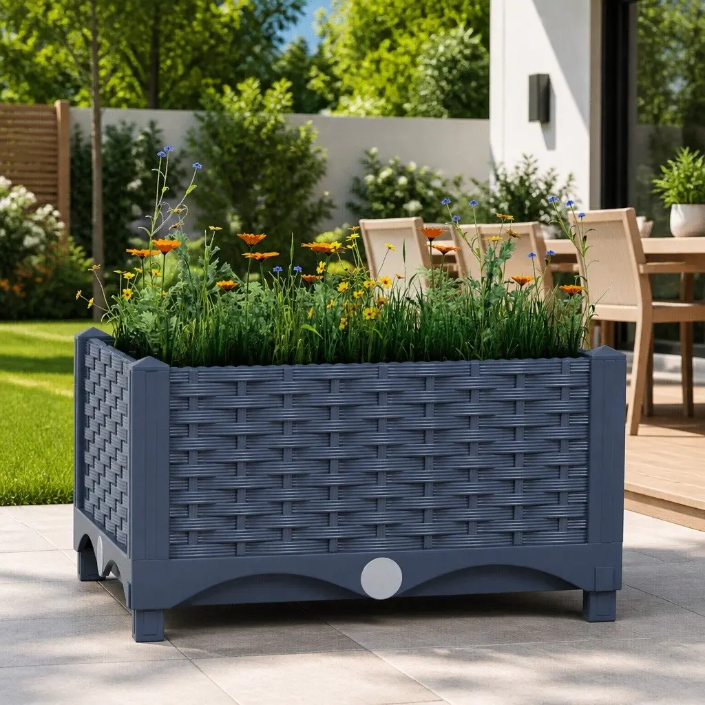 Raised Garden Bed Planter 40x40x23cm Grey