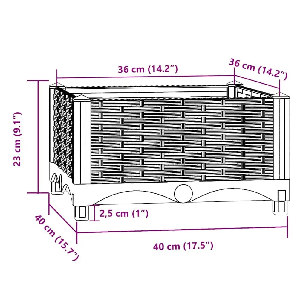 Raised Garden Bed Planter 40x40x23cm Grey