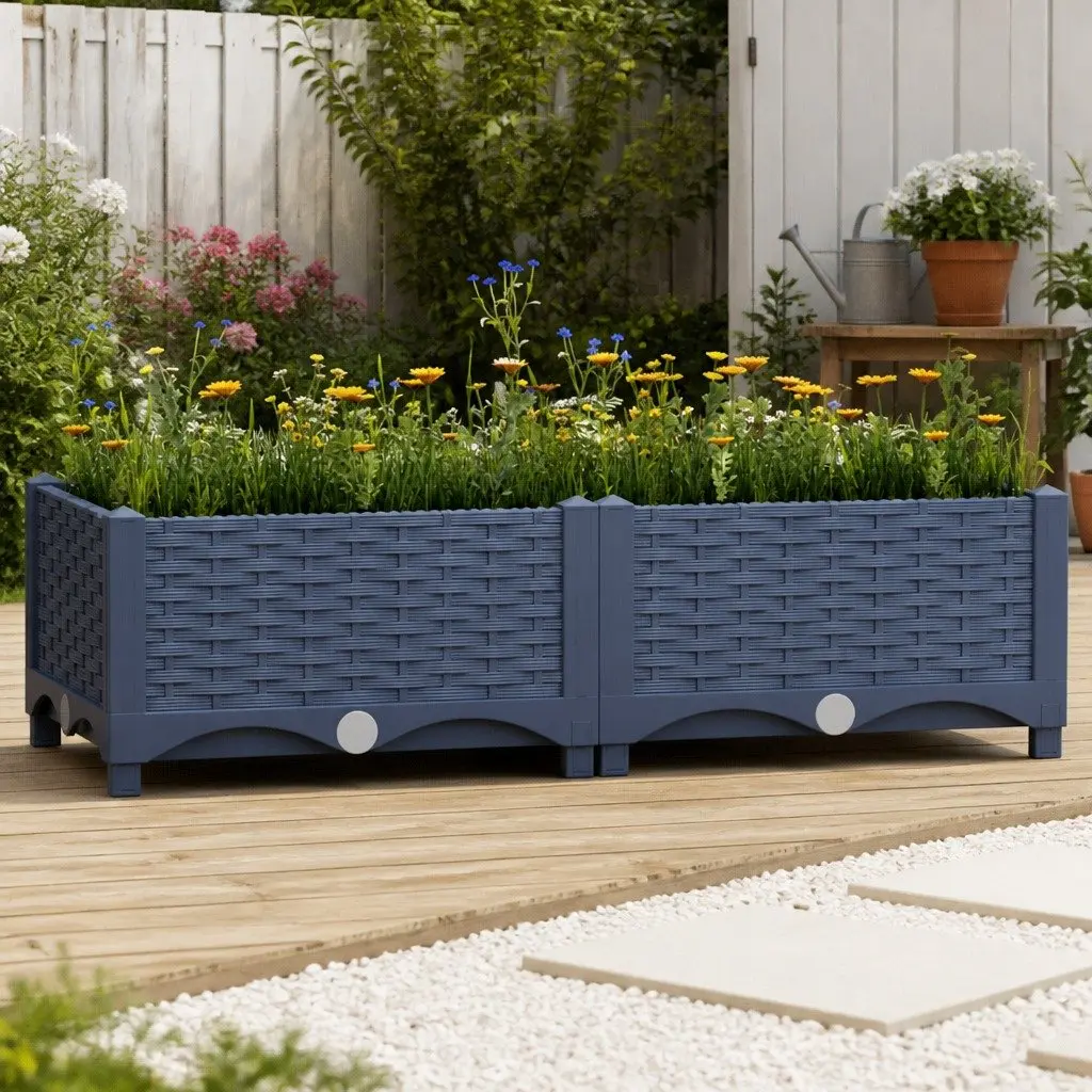 Raised Garden Bed Planter 80x40x23cm Grey