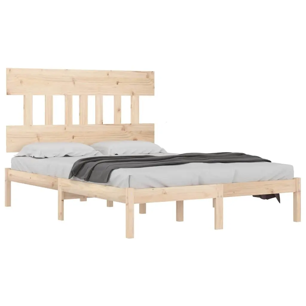 King Bed Frame Solid Wood 183x203cm Brown Wooden Bedroom Furniture without