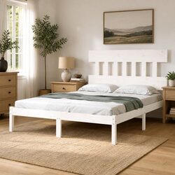 King Size Bed Frame 183 x 203 cm - Solid Pine Wood