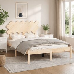 Solid Wood Bed Frame Specifications: 135x190 cm, Brown Finish