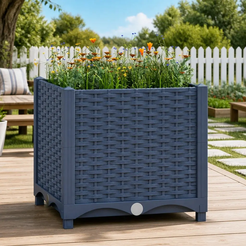 Raised Garden Bed Planter Outdoor 40x40x38cm Polypropylene Grey