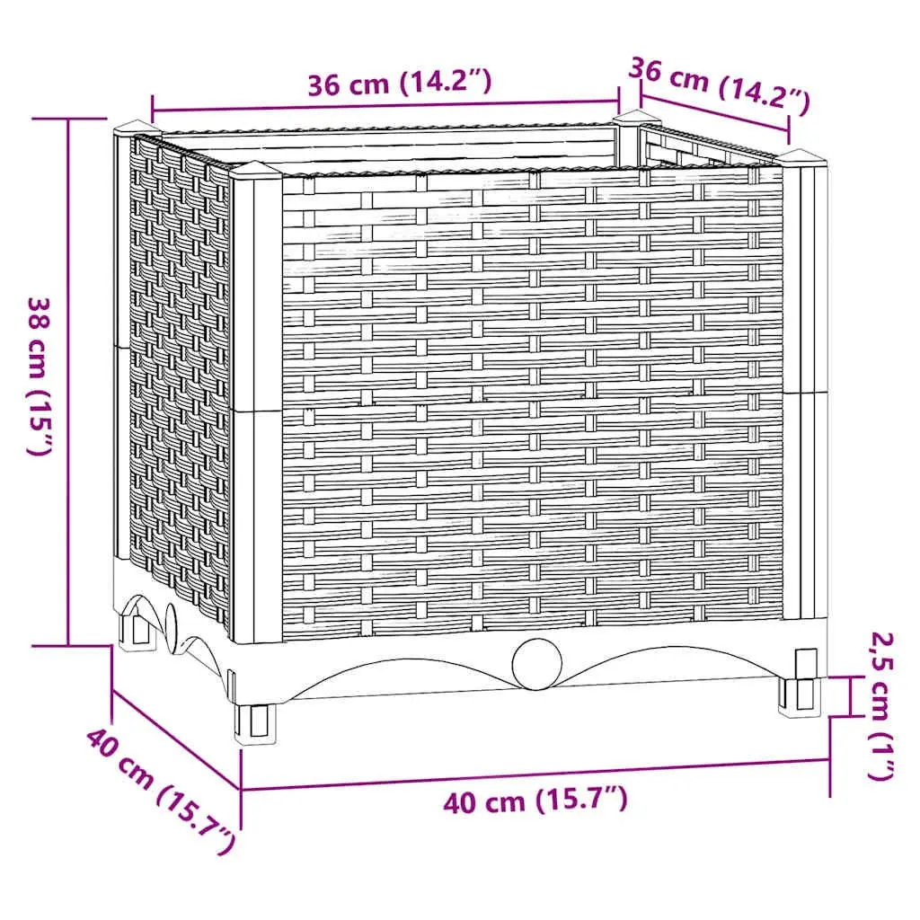 Raised Garden Bed Planter Outdoor 40x40x38cm Polypropylene Grey