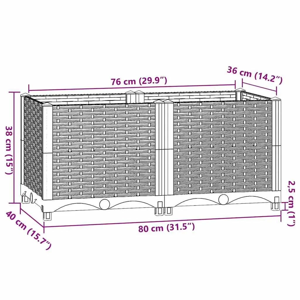 Raised Garden Bed Planter Outdoor 80x40x38cm Polypropylene Grey