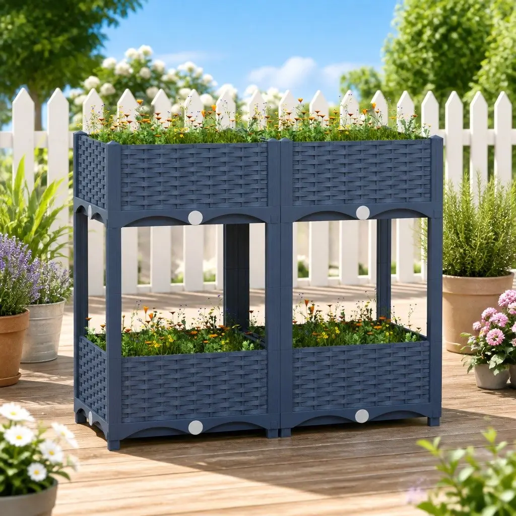 Raised Garden Bed Planter for Outdoor Patio Balcony 80L x 40W x 71H cm Grey