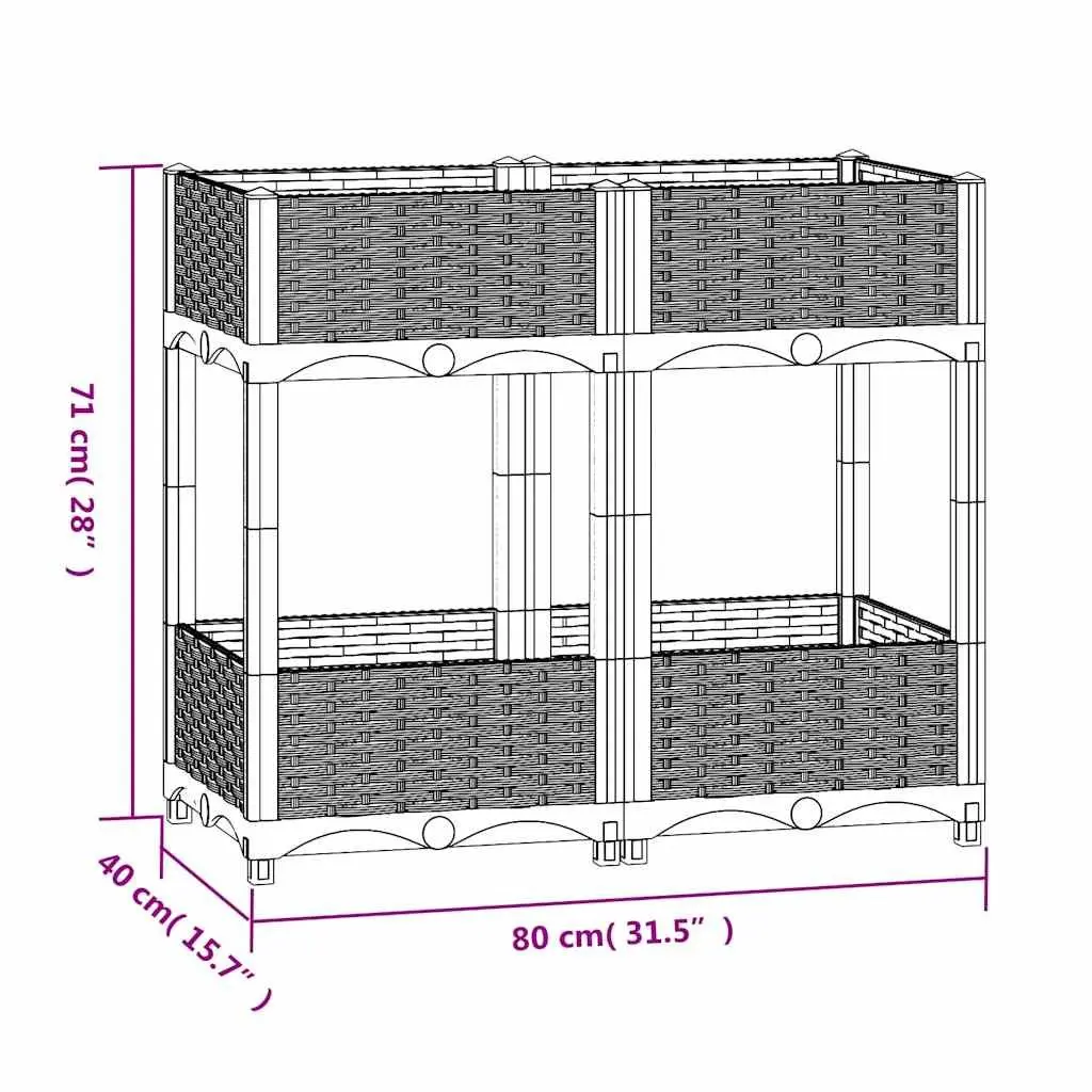 Raised Garden Bed Planter for Outdoor Patio Balcony 80L x 40W x 71H cm Grey