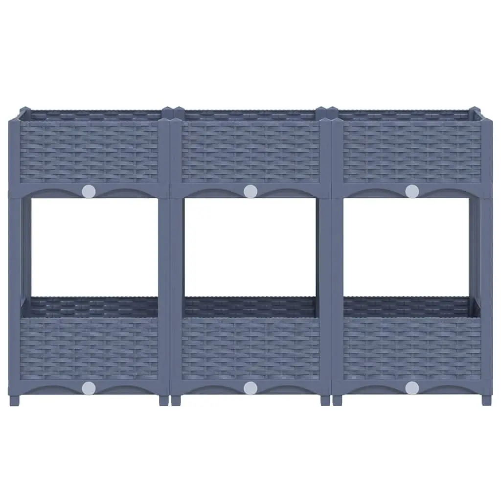 Raised Garden Bed Planter Outdoor 120x40x71cm Two Shelf Grey