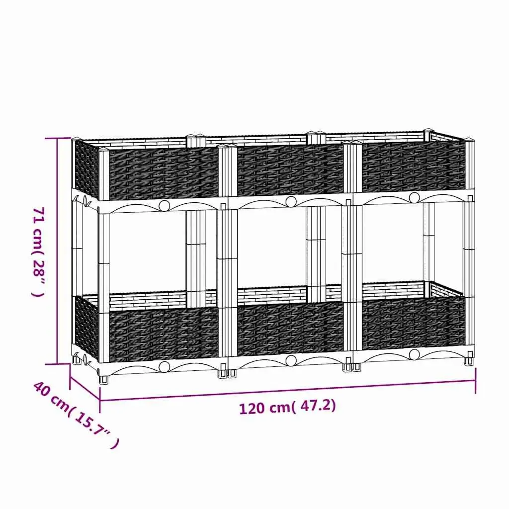Raised Garden Bed Planter Outdoor 120x40x71cm Two Shelf Grey