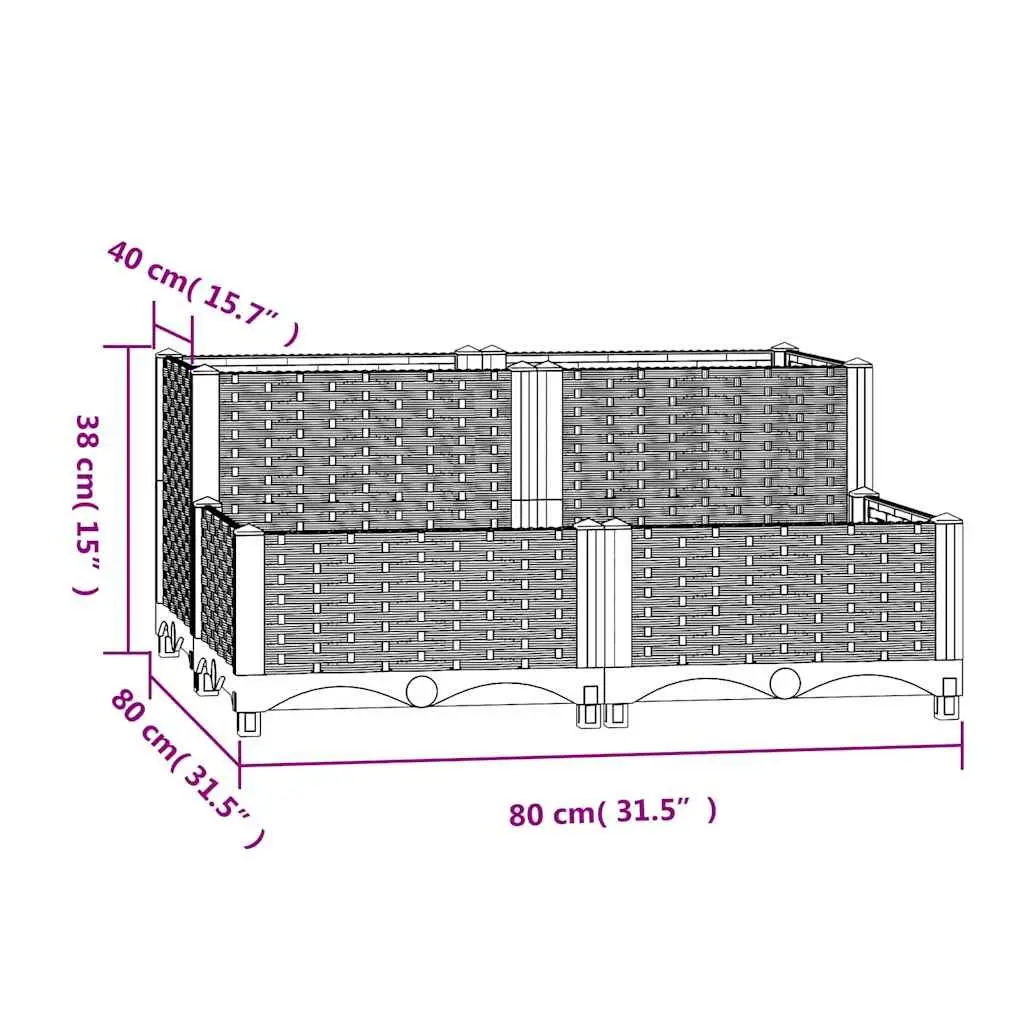 Grey Raised Garden Bed Planter 80x80x38cm
